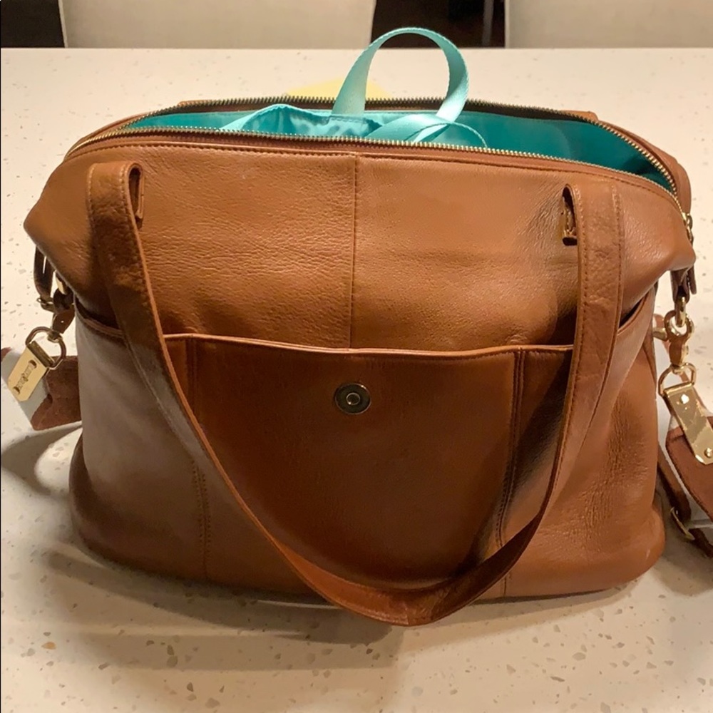 Lily and Jade Madeline Diaper Bag - Camel and gold